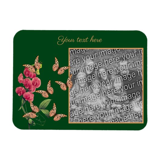 Creëer je eigen vlinders en bloemfoto magneet (Horizontaal)