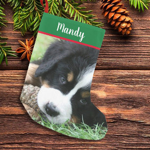 Creëer je eigen volledige foto hond kerst kleine kerstsok