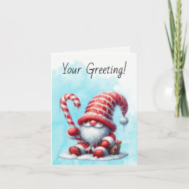 Creëer Je eigen vrolijke pepermunt kerstgnoom Feestdagen Kaart