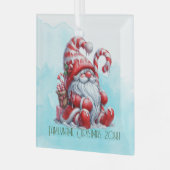 Creëer Je eigen vrolijke pepermunt kerstgnoom Glas Ornament (Voorkant links)