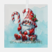 Creëer Je eigen vrolijke pepermunt kerstgnoom Glas Ornament (Achterkant)