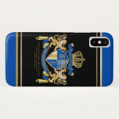 Creëer Je Eigen Wapen Blauw Gouden Leeuw Embleem Case-Mate iPhone Case (Achterkant (horizontaal))