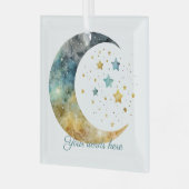 Creëer Je eigen Waterverf Crescent Moon & Stars Glas Ornament (Voorkant links)