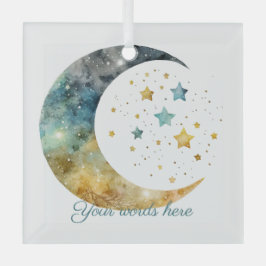 Creëer Je eigen Waterverf Crescent Moon & Stars Glas Ornament