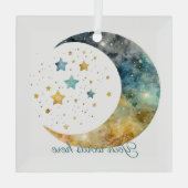 Creëer Je eigen Waterverf Crescent Moon & Stars Glas Ornament (Achterkant)