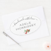 Creëer je eigen Waterverf Floral gemaakt met liefd Ovale Sticker (Envelop)