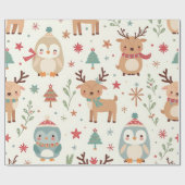 Creëer je eigen winterkawaii dieren cadeaupapier (Vlak)