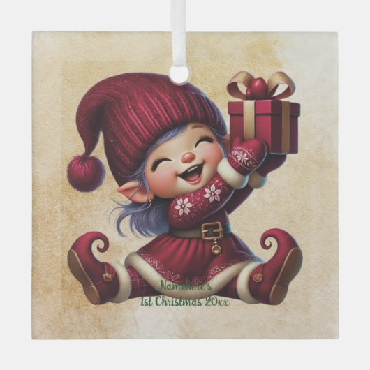 Creëer je eigen  zoete kerstgnoom glas ornament (Voorkant)