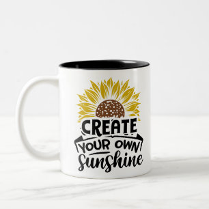 Creëer je eigen zonneschijn tweekleurige koffiemok