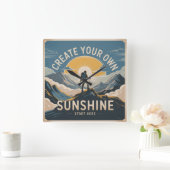 Creëer Je Eigen Zonneschijn Vierkante Klok (Huis)