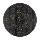 Creëer Je Eigen Zwarte En Gouden Hemelse Mandala Snijplank (Voorkant)