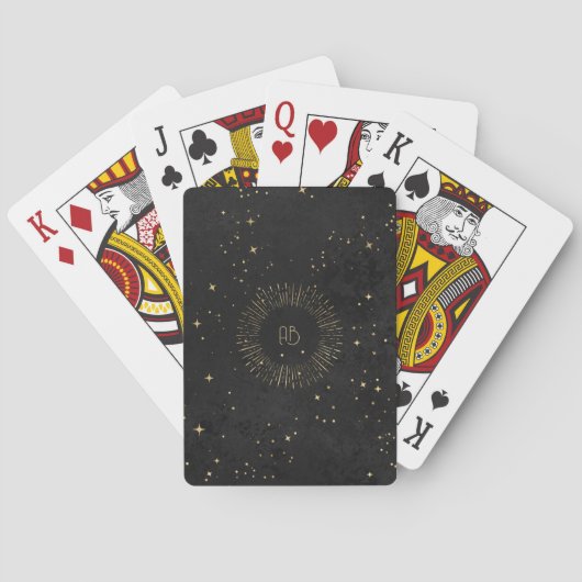 Creëer Je Eigen Zwarte & Gouden Celestiale Mandala Pokerkaarten (Achterkant)