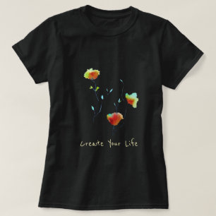 Creëer Je leven inspirerende slogan moderne floral T-shirt