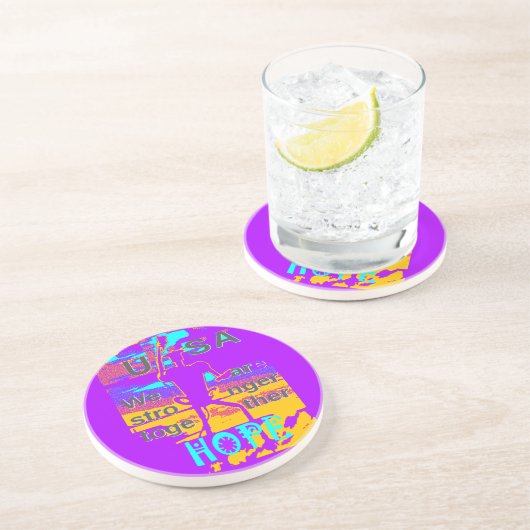 Creëer je VS hopen dat we sterker met elkaar samen Zandsteen Onderzetter (Zijkant)