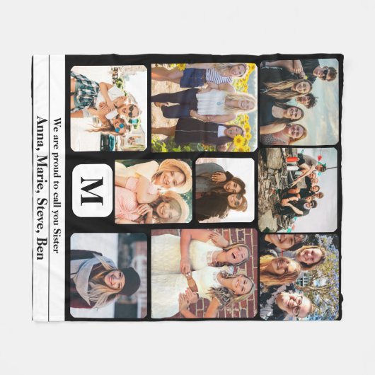 Creëer je zus 9 Fotocollage Keepsake Fleece Deken (Voorkant (Horizontaal))