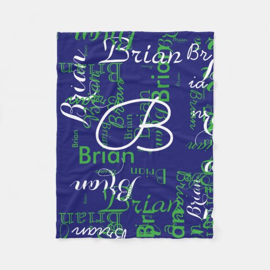 Creëer jongensnaam typografie blauw fleece deken (Voorkant)