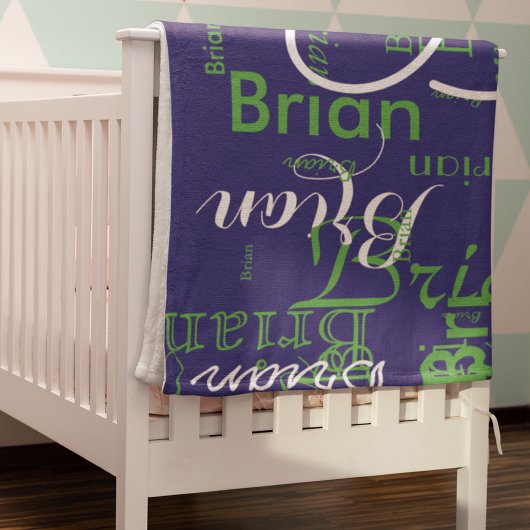 Creëer jongensnaam typografie blauw fleece deken