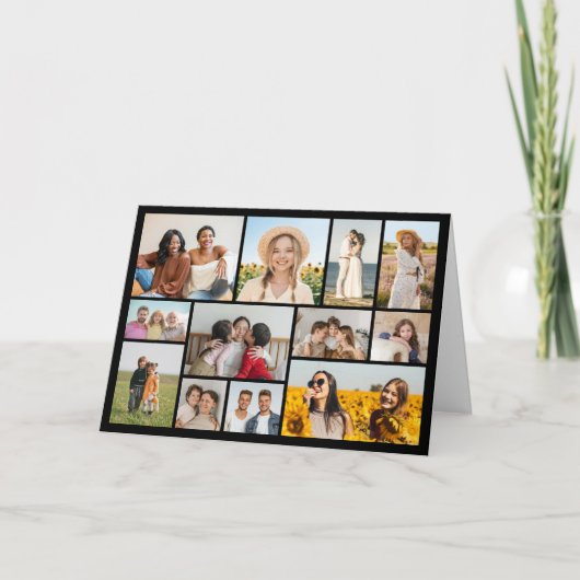 Creëer Jouw eigen 12 foto Collage vouwt groet Kaart (Voorkant)