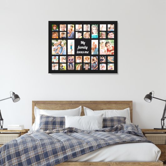 Creëer Jouw eigen 32 familie houdt van mijn fotoco Canvas Afdruk (Insitu (Slaapkamer))