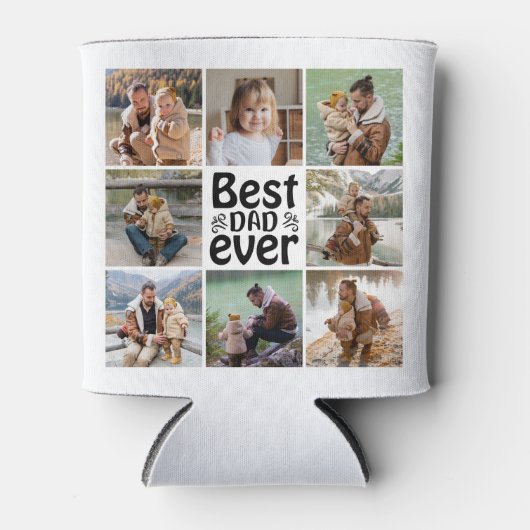 Creëer Jouw eigen 8 Foto Collage Beste vader ooit Blikjeskoeler (Voorkant)