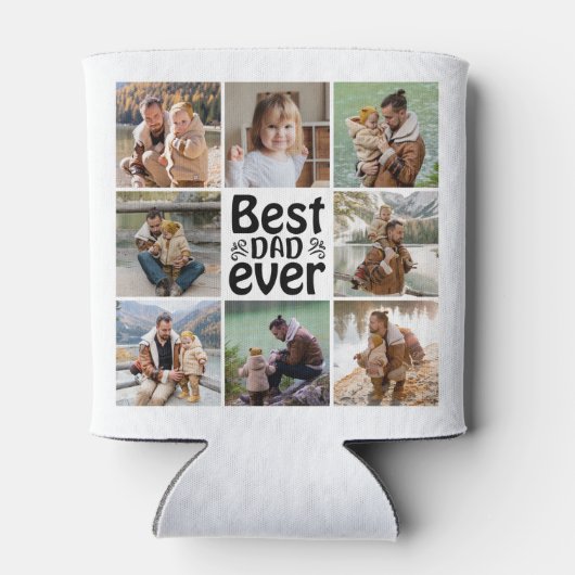 Creëer Jouw eigen 8 Foto Collage Beste vader ooit Blikjeskoeler (Achterkant)