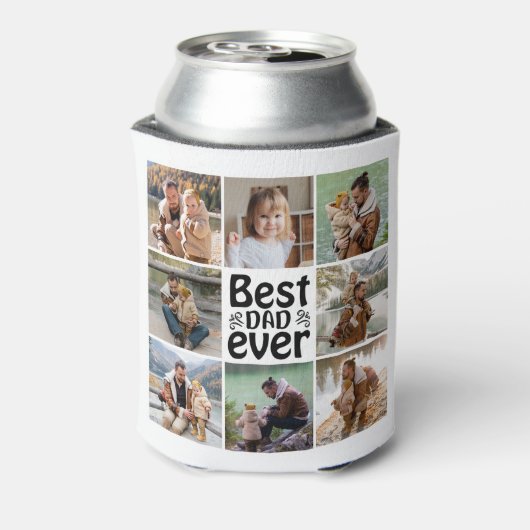 Creëer Jouw eigen 8 Foto Collage Beste vader ooit Blikjeskoeler (Blikje Achterkant)