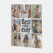 Creëer Jouw eigen 8 Foto Collage Beste vader ooit Glas Ornament (Voorkant links)
