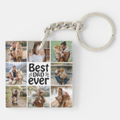 Creëer Jouw eigen 8 Foto Collage Beste vader ooit Sleutelhanger (Achterkant)
