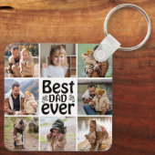 Creëer Jouw eigen 8 Foto Collage Beste vader ooit Sleutelhanger (Achterkant)