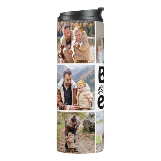 Creëer Jouw eigen 8 Foto Collage Beste vader ooit Thermosbeker (Gedraaid links)