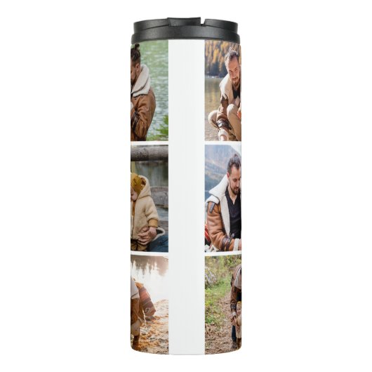 Creëer Jouw eigen 8 Foto Collage Beste vader ooit Thermosbeker (Achterkant)