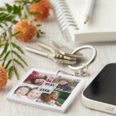 Creëer Jouw eigen foto 4 Collage Beste vader ooit Sleutelhanger (Voorkant Rechts)