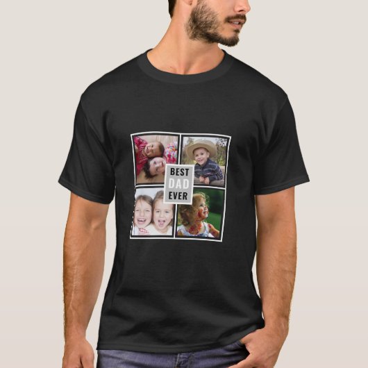 Creëer Jouw eigen foto 4 Collage Beste vader ooit T-shirt (Voorkant)