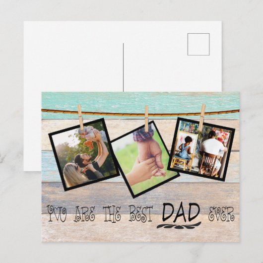 Creëer Jouw eigen foto Collage.Vaderdag Briefkaart (Voorkant / Achterkant)