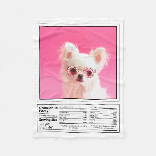 Creëer Jouw eigen Hondenras Facts Chihuahua Pet Fleece Deken (Voorkant)