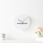 Creëer jouw tekst tijdstuk teek stok Wall Art Ronde Klok (Huis)