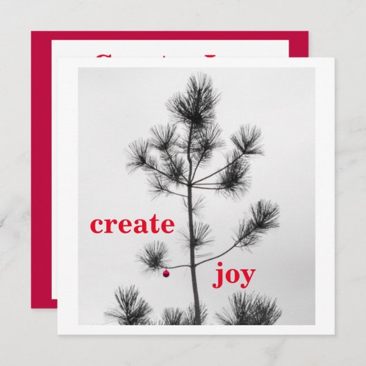Creëer Joy Kerstmis Feestdagen Pine Tree Ornament Kaart (Voorkant / Achterkant)