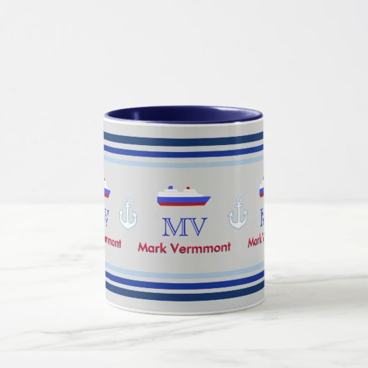 creëer kapitein gepersonaliseerd blauw mok (Midden)