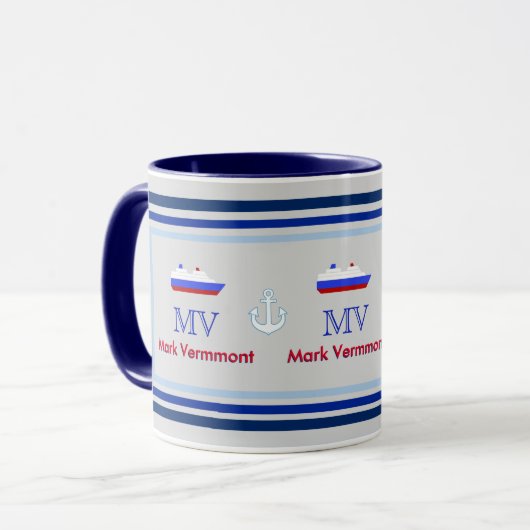 creëer kapitein gepersonaliseerd blauw mok (Voorkant links)