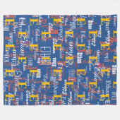 creëer kleur Namen Patroon allover blauw Fleece Deken (Voorkant (Horizontaal))