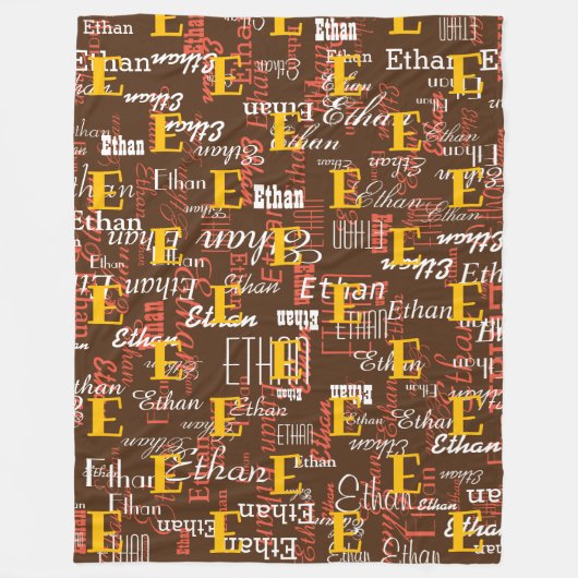 creëer kleur Namen Patroon allover bruin Fleece Deken (Voorkant)