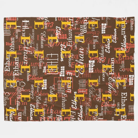 creëer kleur Namen Patroon allover bruin Fleece Deken (Voorkant (Horizontaal))