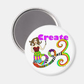 Creëer Kleurrijke Zeemeermin Muse Ronde Magneet (Voorkant / Achterkant)