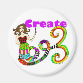 Creëer Kleurrijke Zeemeermin Muse Ronde Magneet (Voorkant)