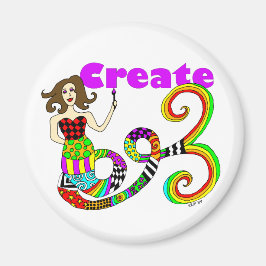 Creëer Kleurrijke Zeemeermin Muse Ronde Magneet