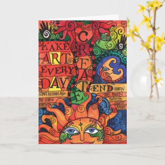 Creëer kunst elke dag kaart (Gele Bloem)