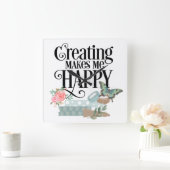 Creëer maakt me blij wandklok (Huis)