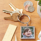 Creëer Make Custom Photo Text Square Metal Keyring Sleutelhanger