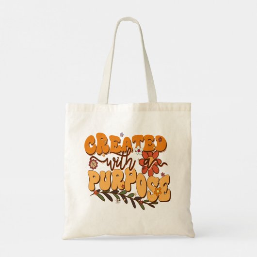 Creëer met een doel, Boho esthetisch, Retro Vibe Tote Bag (Achterkant)
