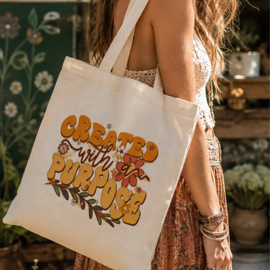 Creëer met een doel, Boho esthetisch, Retro Vibe Tote Bag